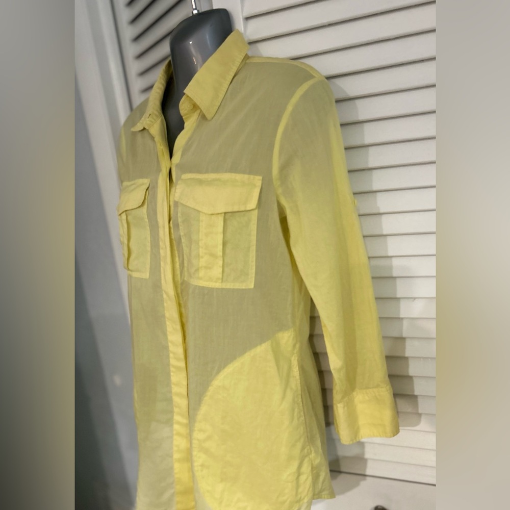 Theory Yellow Button Down/Up Top Long Sleeve With… - image 7